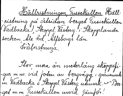 Bild på arkivkortet för arkivposten Hällristningen, Tussekullen