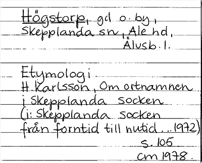 Bild på arkivkortet för arkivposten Högstorp