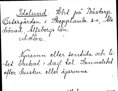 Bild på arkivkortet för arkivposten Idelund