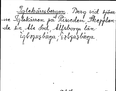 Bild på arkivkortet för arkivposten Iglekärrsbergen