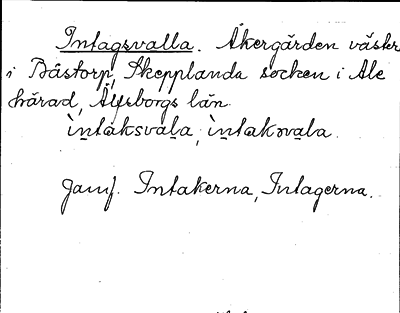 Bild på arkivkortet för arkivposten Intagsvalla