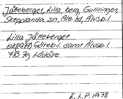 Bild på arkivkortet för arkivposten Jätteberget, Lilla