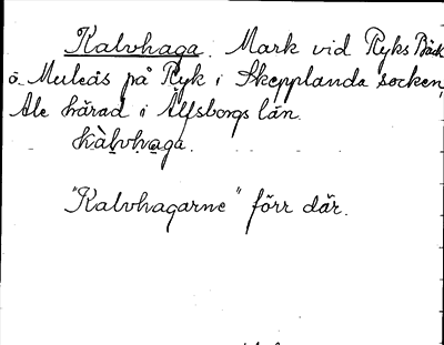 Bild på arkivkortet för arkivposten Kalvhaga