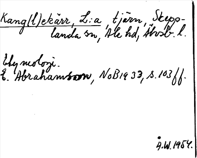 Bild på arkivkortet för arkivposten Kang(l)ekärr, L:a