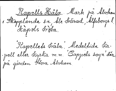 Bild på arkivkortet för arkivposten Kapells Håla