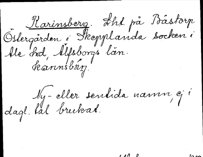 Bild på arkivkortet för arkivposten Karinsberg