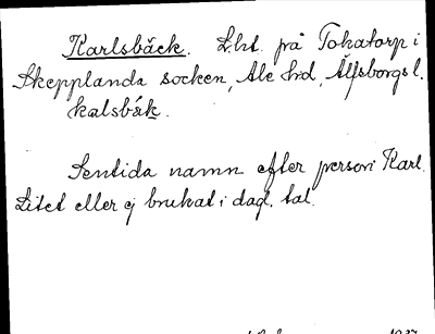 Bild på arkivkortet för arkivposten Karlsbäck