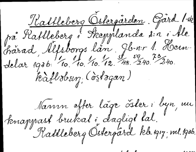 Bild på arkivkortet för arkivposten Kattleberg Östergården