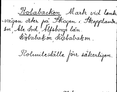 Bild på arkivkortet för arkivposten Kolabacken