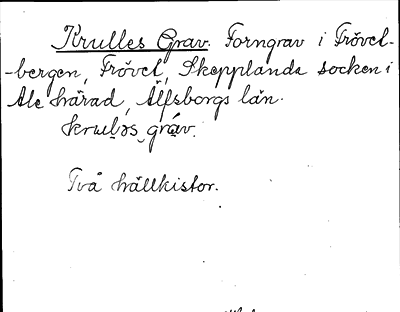 Bild på arkivkortet för arkivposten Krulles Grav