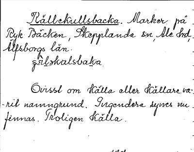Bild på arkivkortet för arkivposten Källekullsbacka