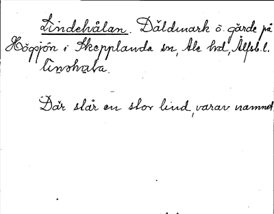 Bild på arkivkortet för arkivposten Lindehålan