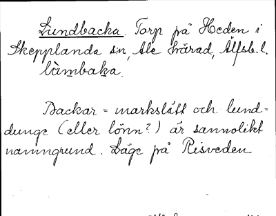 Bild på arkivkortet för arkivposten Lundbacka
