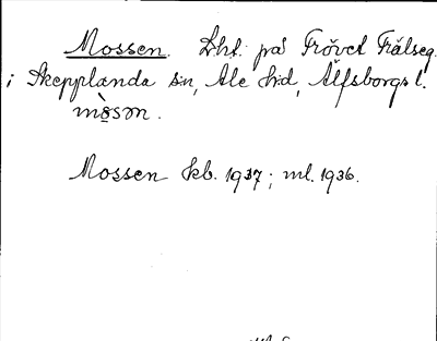Bild på arkivkortet för arkivposten Mossen