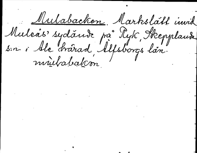 Bild på arkivkortet för arkivposten Mulabacken