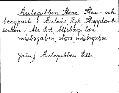 Bild på arkivkortet för arkivposten Mulegubben, Store