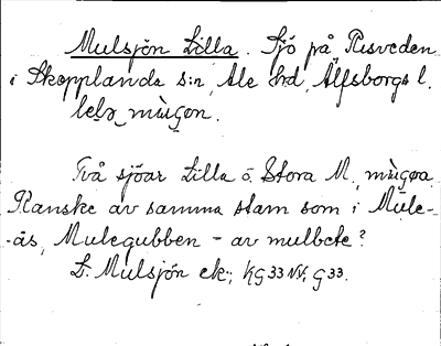 Bild på arkivkortet för arkivposten Mulsjön, Lilla