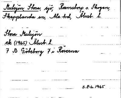 Bild på arkivkortet för arkivposten Mulsjön, Stora