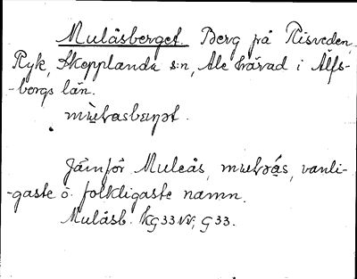 Bild på arkivkortet för arkivposten Mulåsberget