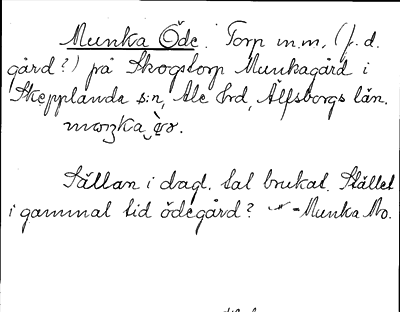 Bild på arkivkortet för arkivposten Munka Öde