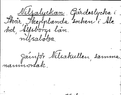 Bild på arkivkortet för arkivposten Nilsalyckan