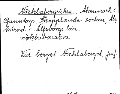 Bild på arkivkortet för arkivposten Nöcklabergsåkra