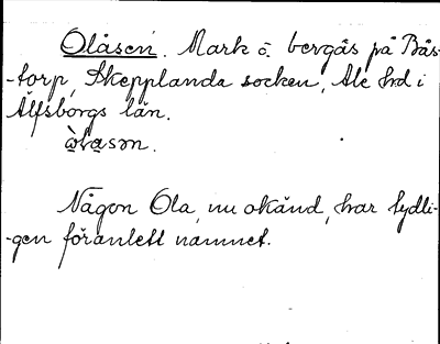 Bild på arkivkortet för arkivposten Olåsen