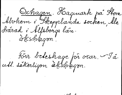 Bild på arkivkortet för arkivposten Oxhagen