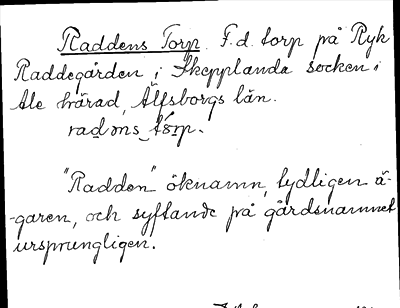 Bild på arkivkortet för arkivposten Raddens Torp