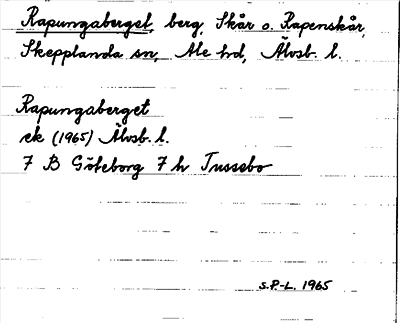 Bild på arkivkortet för arkivposten Rapungaberget