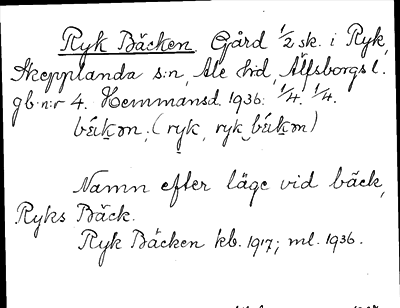 Bild på arkivkortet för arkivposten Ryk Bäcken