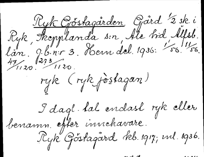 Bild på arkivkortet för arkivposten Ryk Göstagården