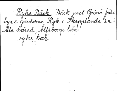 Bild på arkivkortet för arkivposten Ryks Bäck