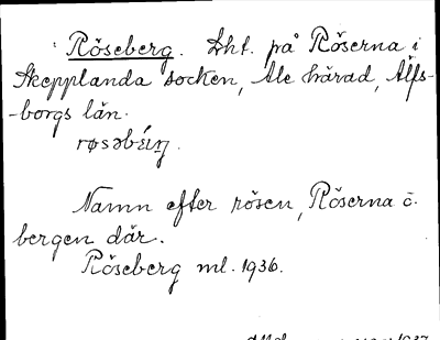 Bild på arkivkortet för arkivposten Röseberg