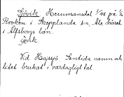 Bild på arkivkortet för arkivposten Sjövik