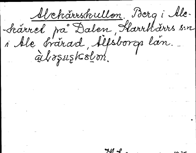 Bild på arkivkortet för arkivposten Alekärrskullen