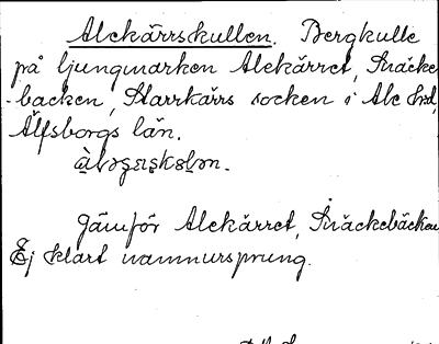 Bild på arkivkortet för arkivposten Alekärrskullen