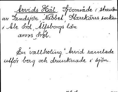 Bild på arkivkortet för arkivposten Arvids Hål