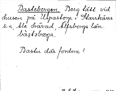 Bild på arkivkortet för arkivposten Bastebergen