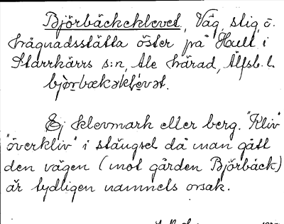 Bild på arkivkortet för arkivposten Björbäckeklevet