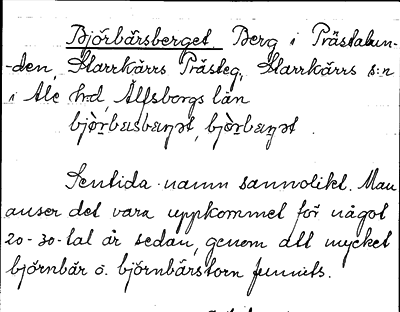 Bild på arkivkortet för arkivposten Björbärsberget