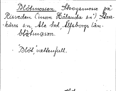 Bild på arkivkortet för arkivposten Blötmossen