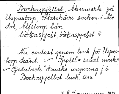 Bild på arkivkortet för arkivposten Bockaspjället