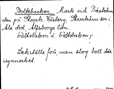 Bild på arkivkortet för arkivposten Boltebacken