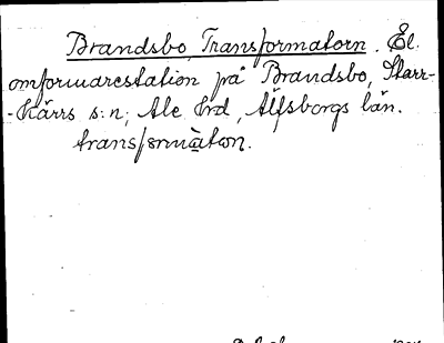 Bild på arkivkortet för arkivposten Brandsbo Transformatorn