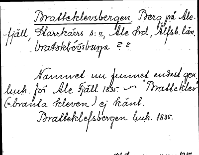 Bild på arkivkortet för arkivposten Bratteklevsbergen