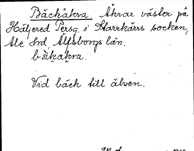 Bild på arkivkortet för arkivposten Bäckåkra
