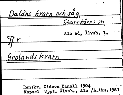 Bild på arkivkortet för arkivposten Dalåns kvarn och såg, jfr Grolands kvarn
