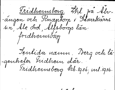 Bild på arkivkortet för arkivposten Fridhemsberg