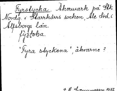 Bild på arkivkortet för arkivposten Fyrstycka